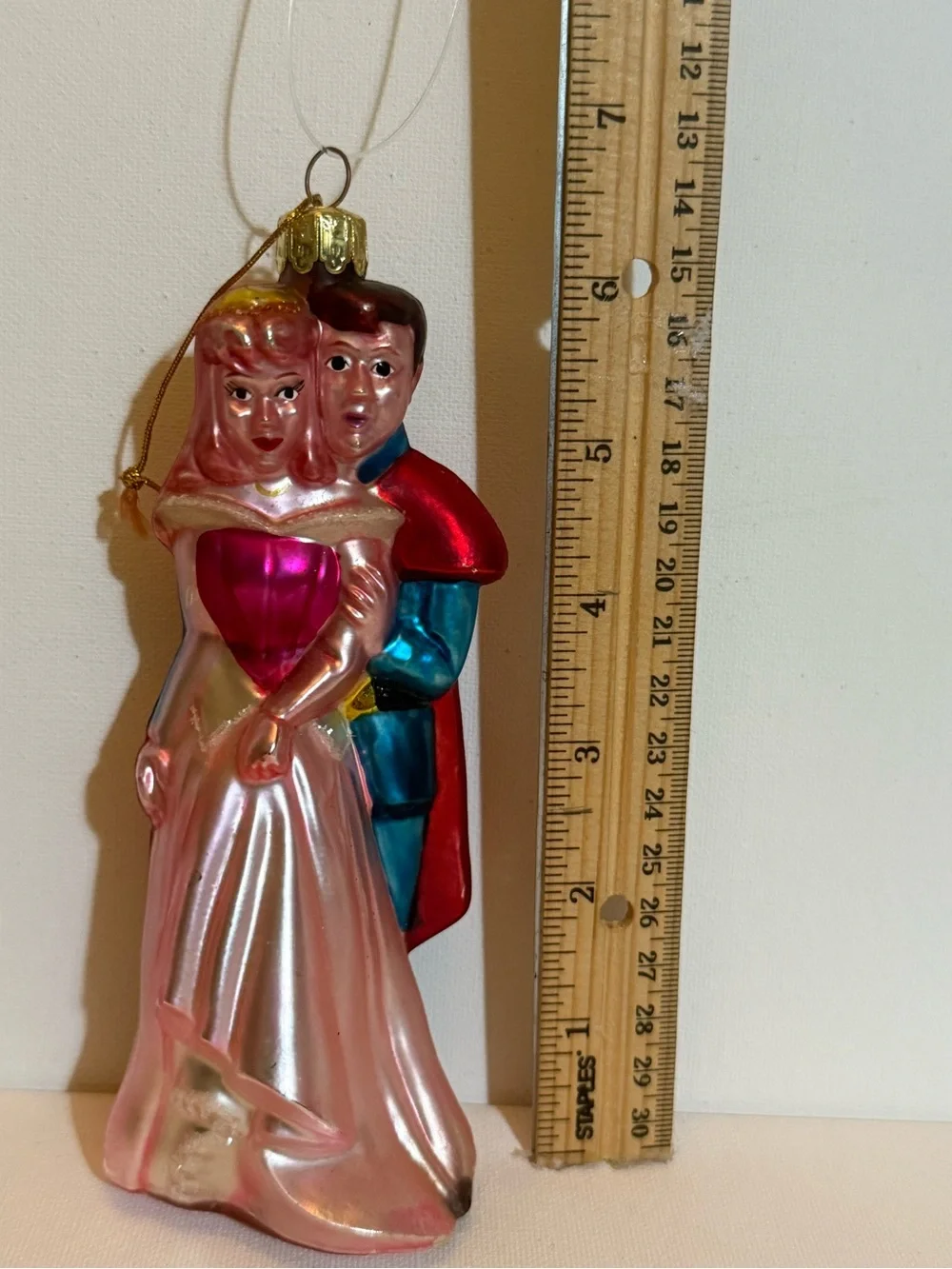 Santa's Best European Style Glass Ornament, Disney Sleeping‎ Beauty & Prince